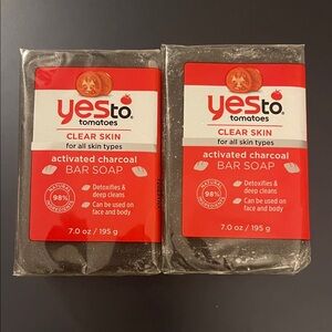 2 Yes to Tomatoes Clear Skin Activated Charcoal Bars of Soap rare discontinued